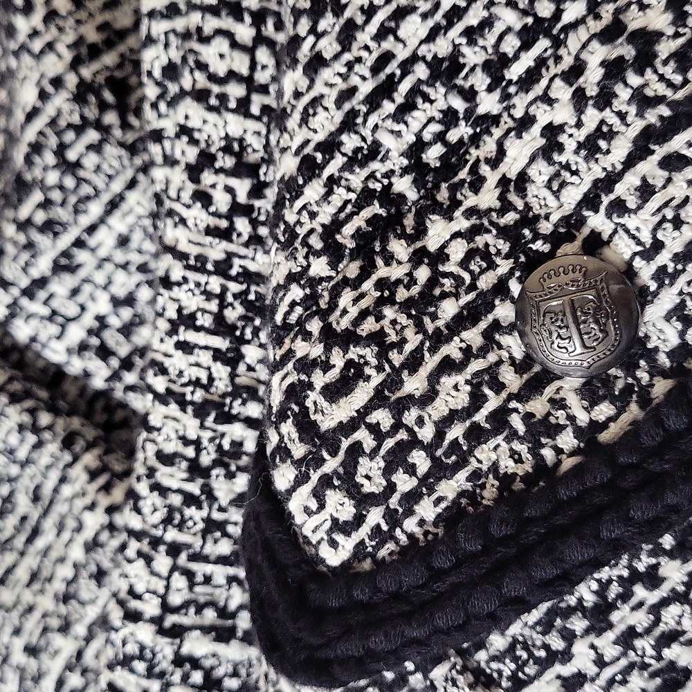 Talbots Textured Tweed Open Front Cardigan Jacket‎ Black White Women's 1X Petite - Picture 12 of 12